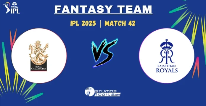 RCB vs RR Fantasy Team Today