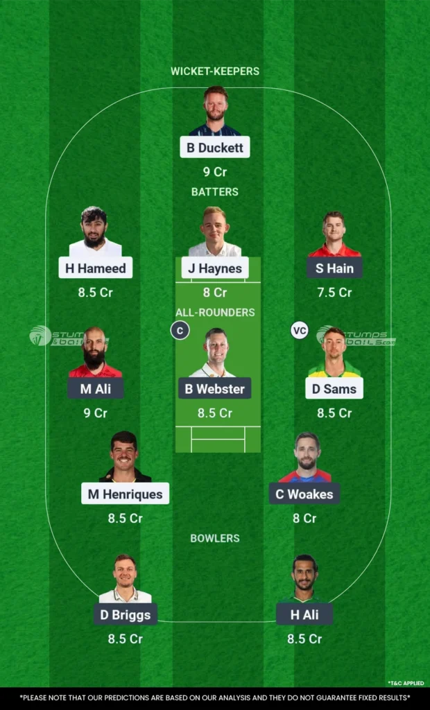 NOT vs WAR 4th Match Dream11 Prediction