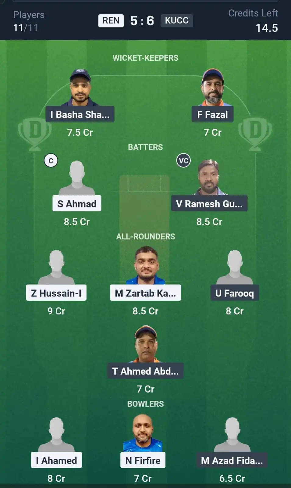 REN vs KUCC 30th Match Dream11 Prediction