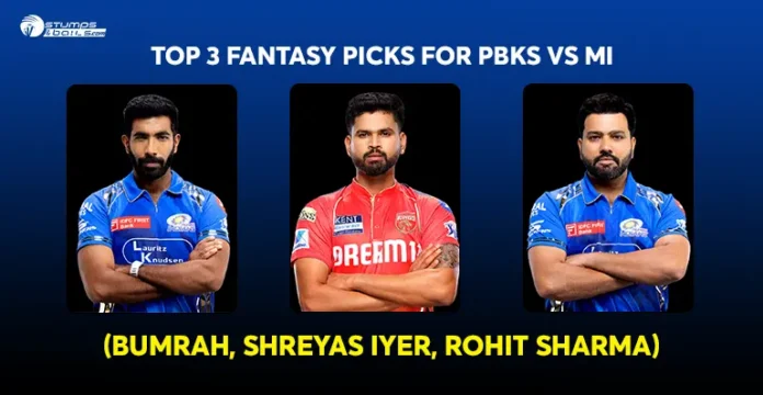 Top 3 Fantasy Picks for PBKS vs MI