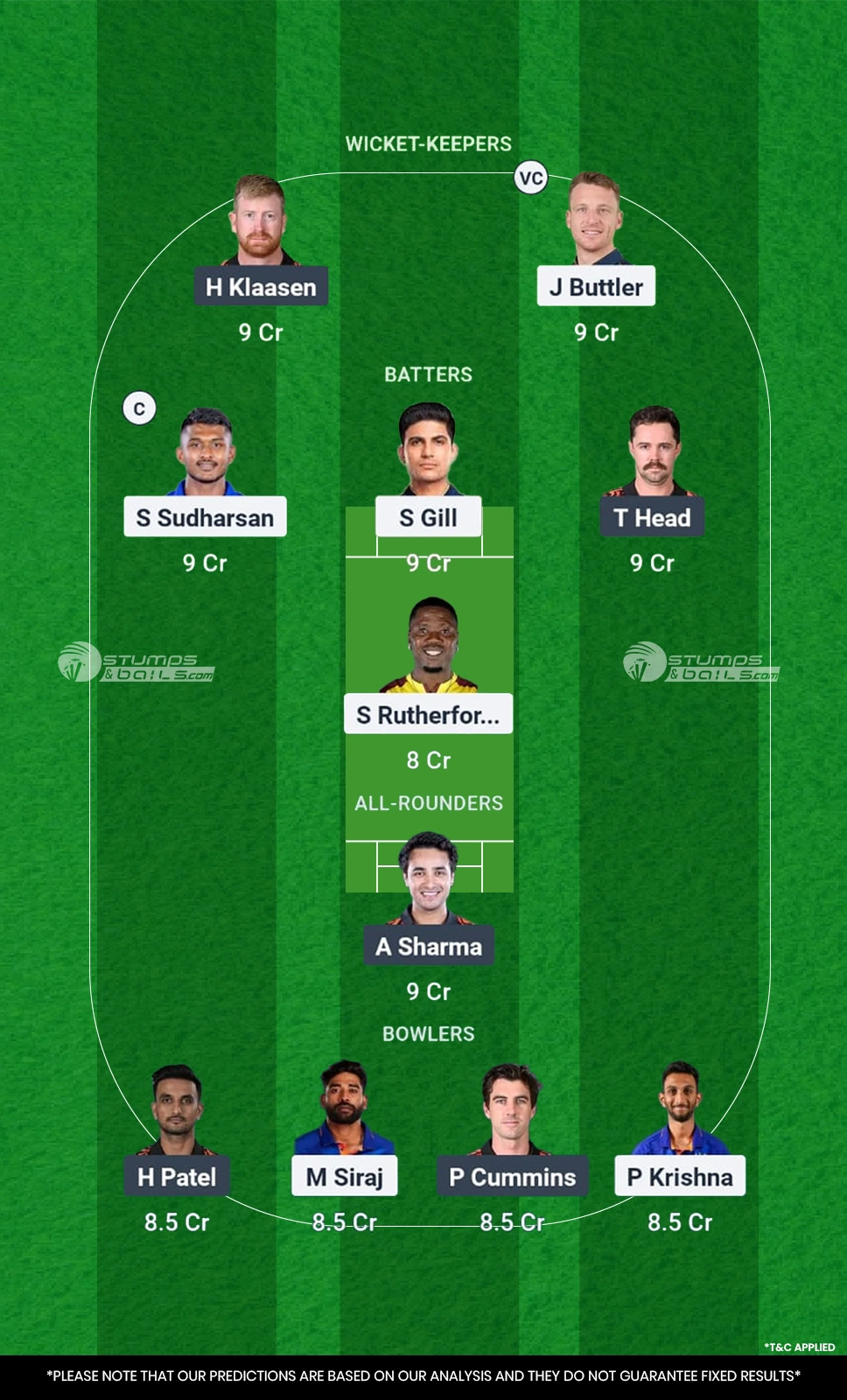 GT vs SRH Fantasy Cricket Tips 51st Match of IPL 2025
