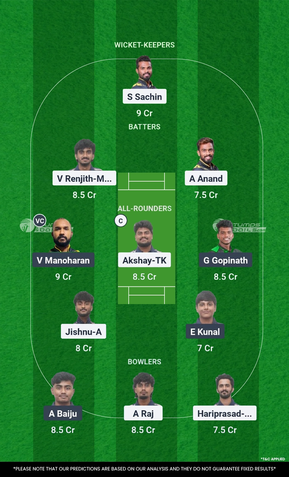PAL vs CDS 31st Match Fantasy Team2