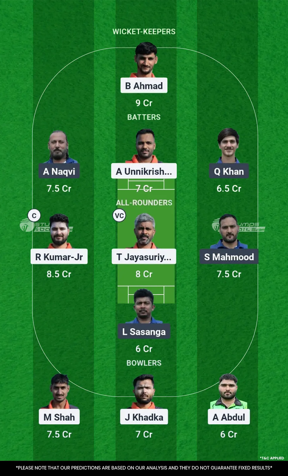 PHO vs BUG 11th Match Fantasy Team1