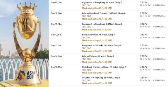Asia Cup 2025 Full Schedule Details