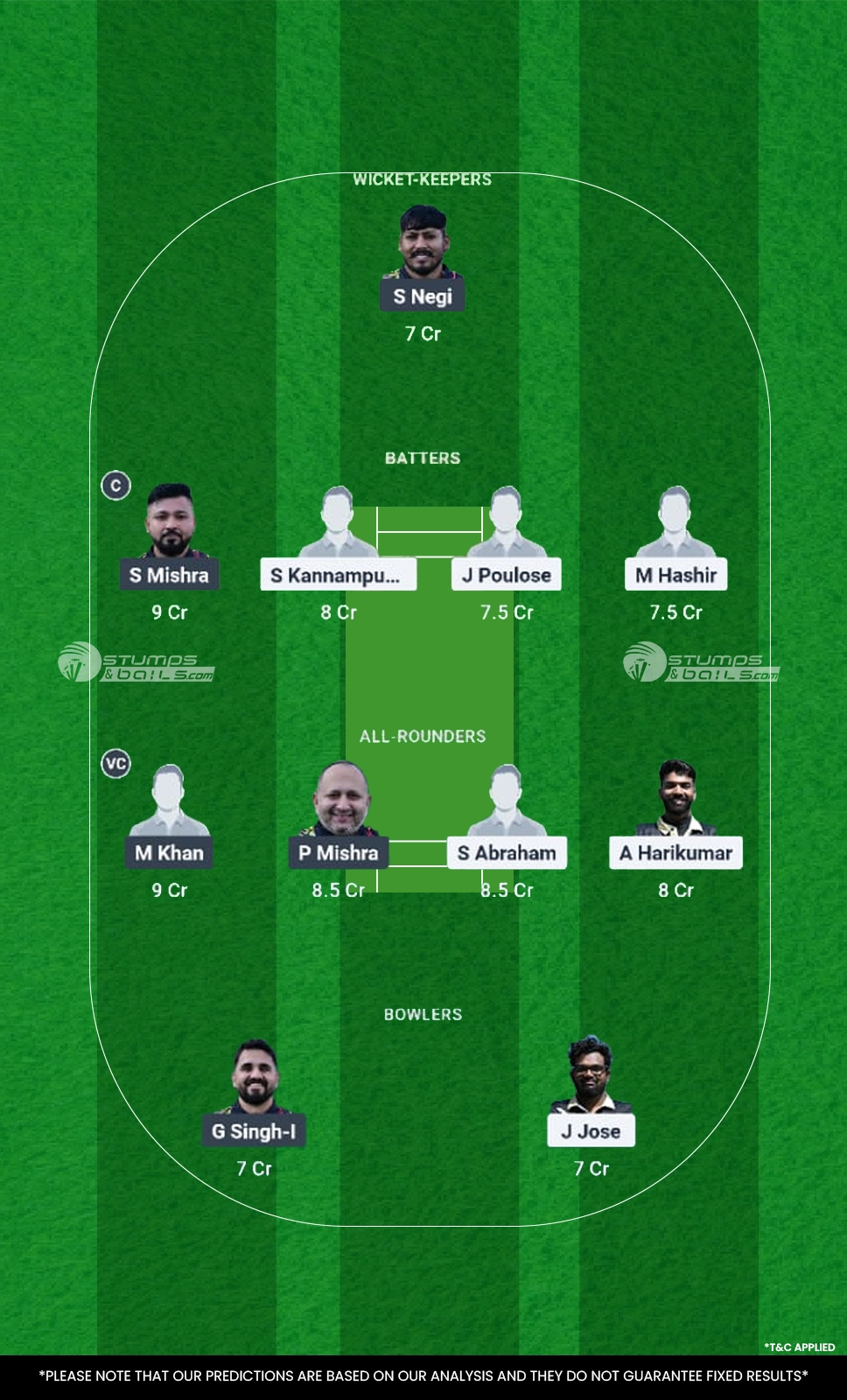 BAS vs SFS 16th Match Fantasy Team 2