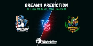 WTS vs AMW Match 18 Dream11 Prediction St. Lucia T10 Blast 2025