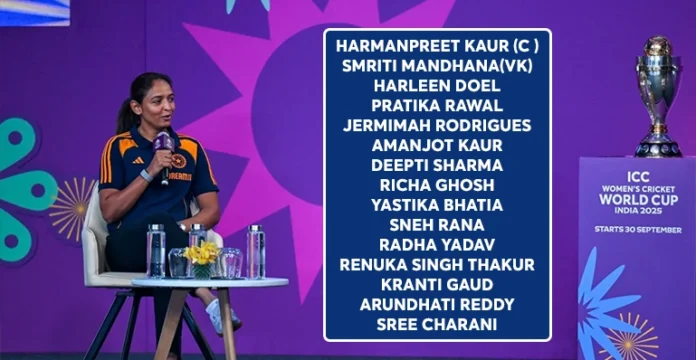 India Women squad for ICC Women's ODI World Cup 2025