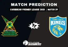 Guyana Amazon Warriors vs St. Lucia Kings-29th Match of Caribbean Premier League 2025 GUY vs SLK 29th Match Prediction