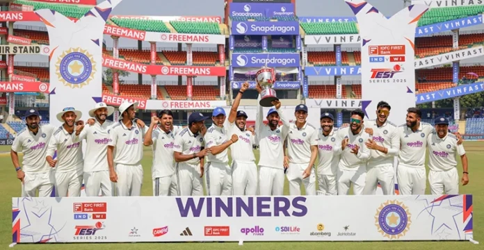 India cricket team celebrates historic 10-series Test triumph against West Indies