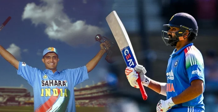 Rohit Sharma celebrates fifty after surpassing Sourav Ganguly in most ODI runs for India