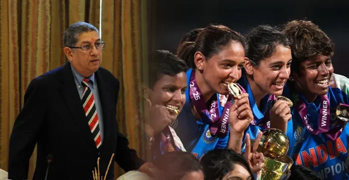 N Srinivasan comment resurfaces after India’s 2025 World Cup win.