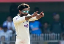 Ravindra Jadeja Becomes 5th Indian Bowler to Reach 200 Test Wickets Ravindra Jadeja celebrates after reaching 200 Test wickets milestone.