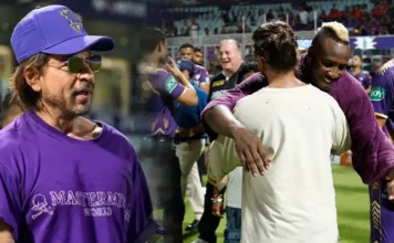 KKR Owner Shah Rukh Khan Pens Emotional Tribute to Andre Russell After His IPL Retirement Shah Rukh Khan paying tribute to Andre Russell IPL retirement