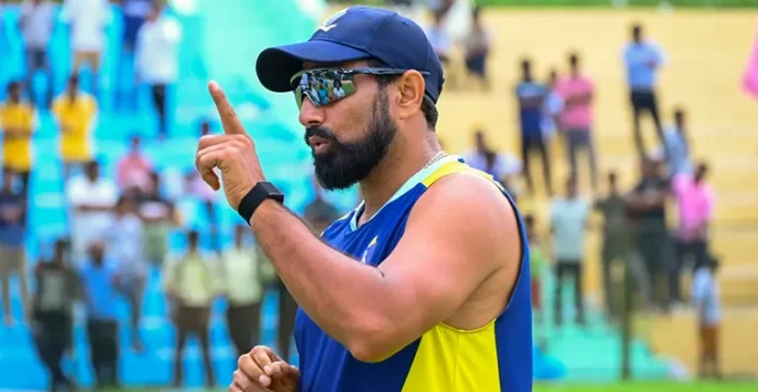 Mohammed Shami bowling in a domestic cricket match, showing pace and fitness