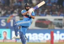 Rohit Sharma Breaks Shahid Afridi’s ODI Sixes Record in Ranchi Rohit Sharma celebrating after surpassing Shahid Afridi’s ODI sixes record at Ranchi 2025